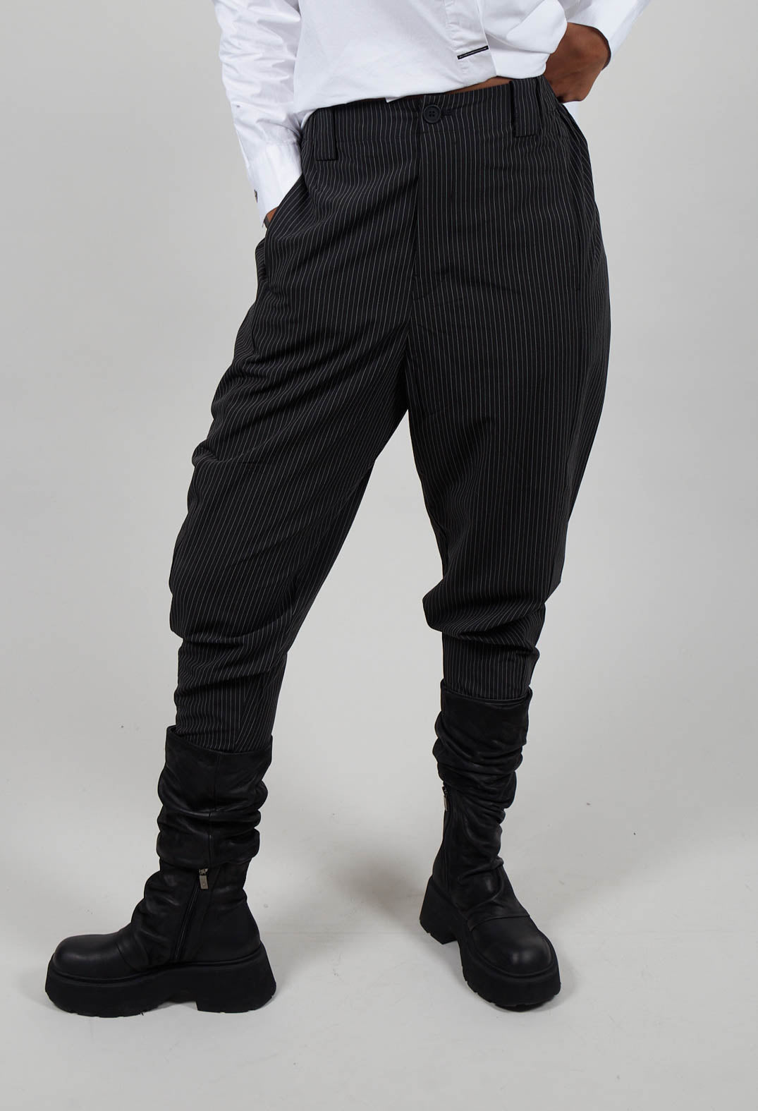 Formal Pinstripe Trouser in Black