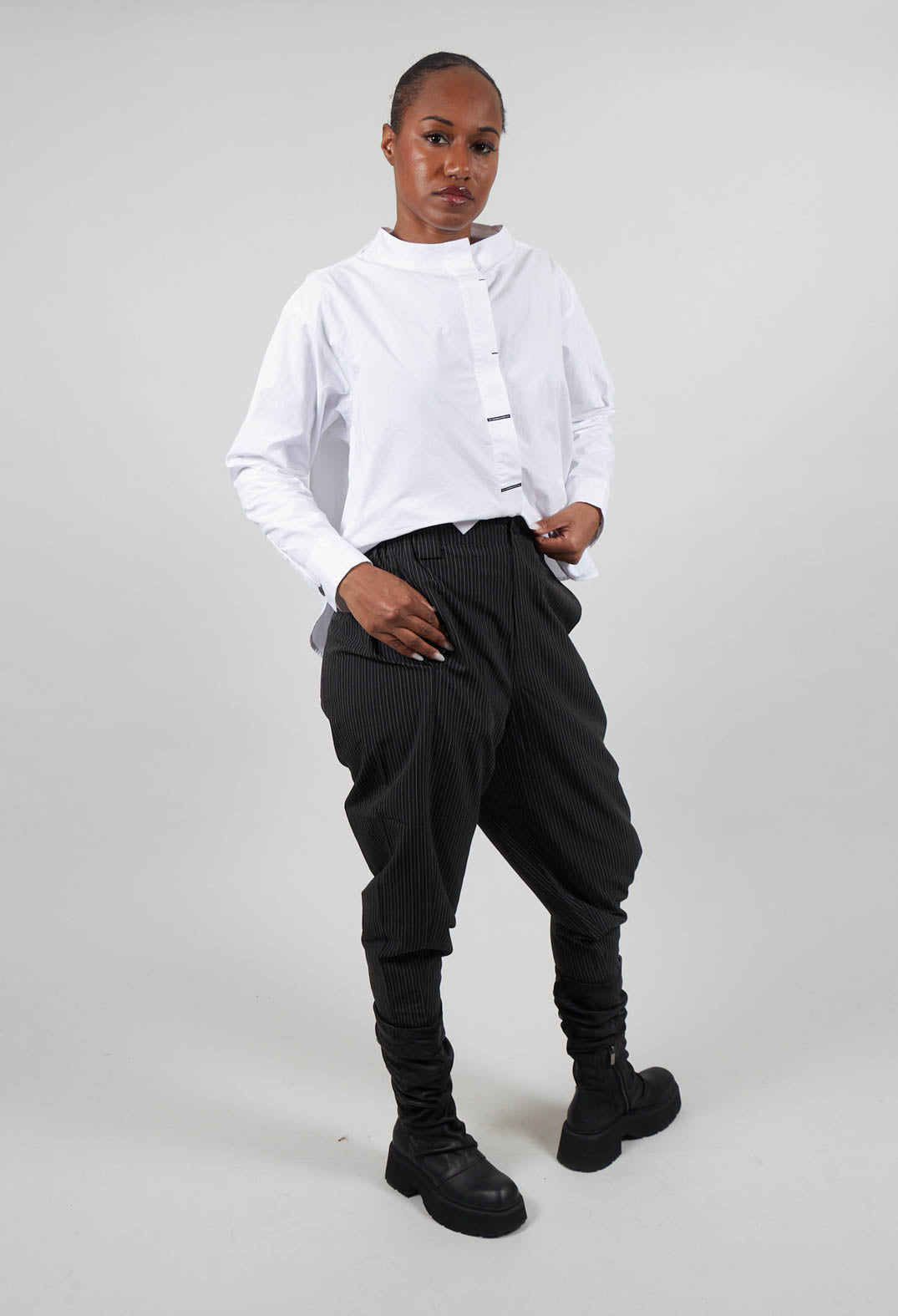 Formal Pinstripe Trouser in Black