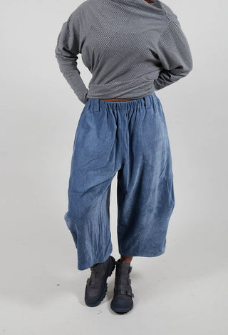Cropped Barrel Leg Trouser in Blue