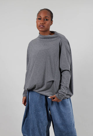 Striped Asymmetric Jumper in Grey