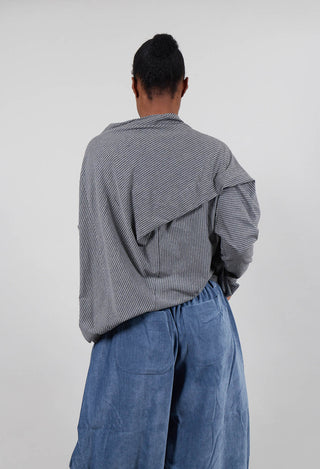 Striped Asymmetric Jumper in Grey