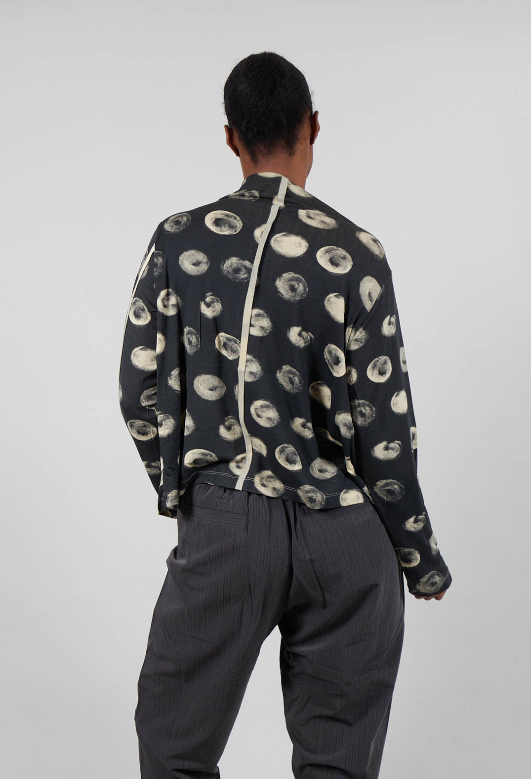 All Over High Neck Jumper in Grey