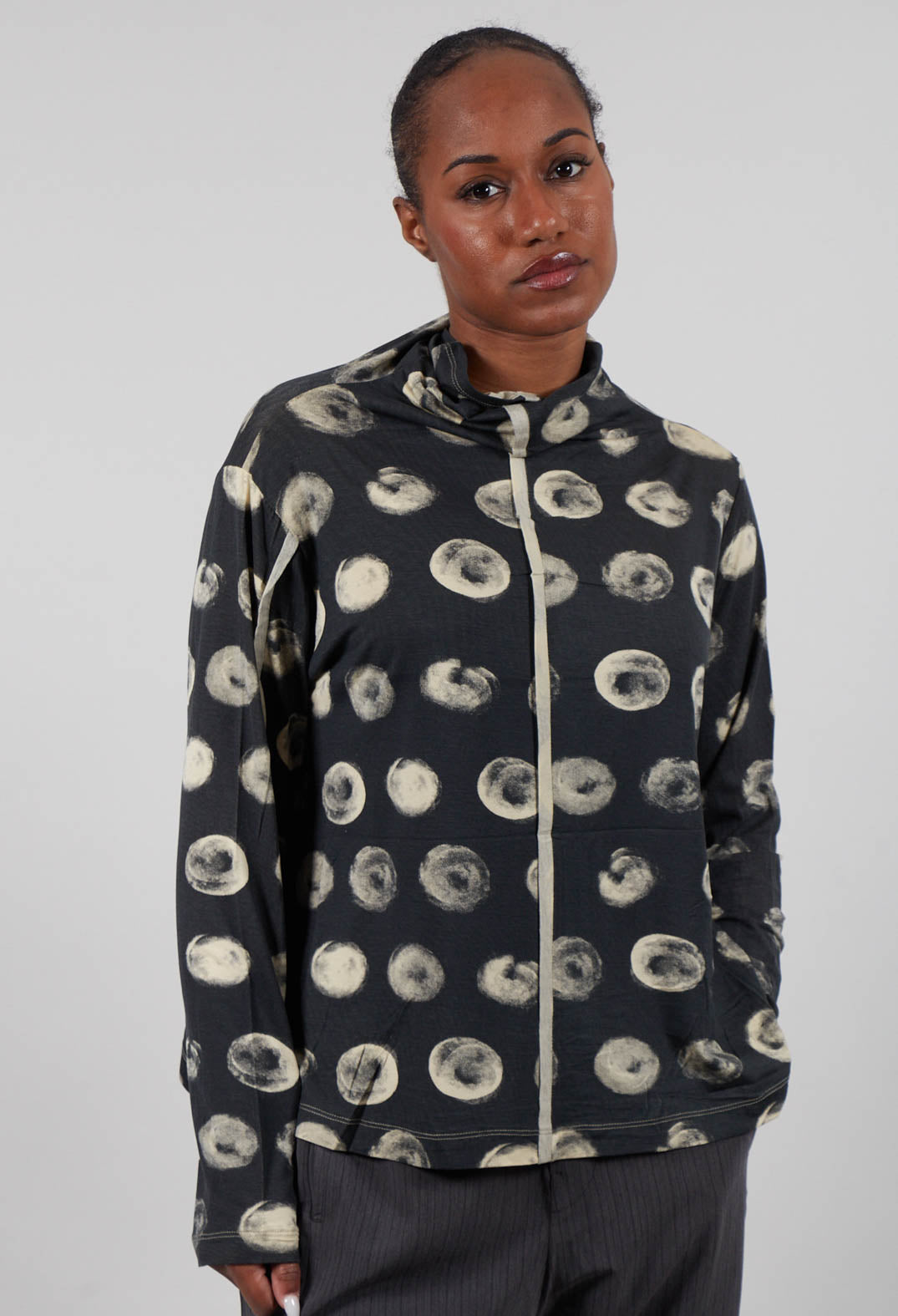 All Over High Neck Jumper in Grey