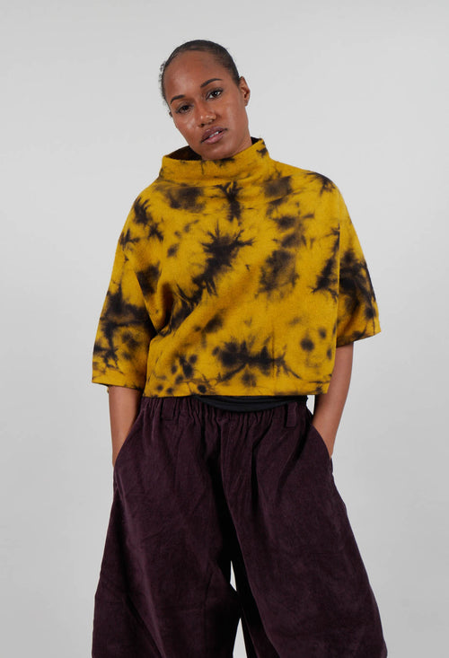 Boat Neck Jumper in Mustard Print