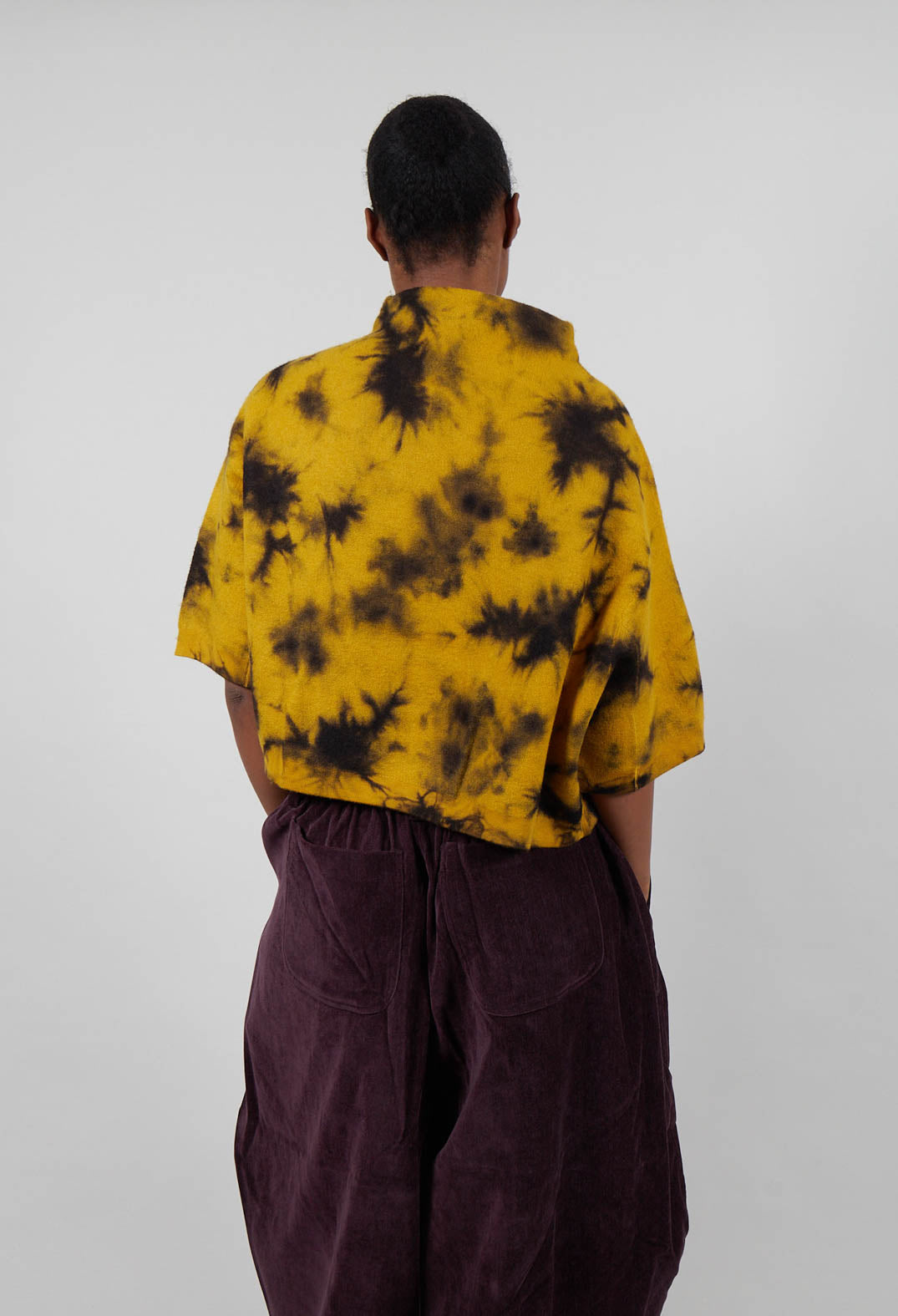 Boat Neck Jumper in Mustard Print