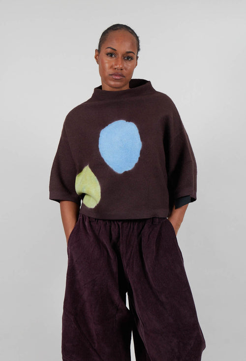 High Neck Ssort Sleeved Jumper in Aubergine
