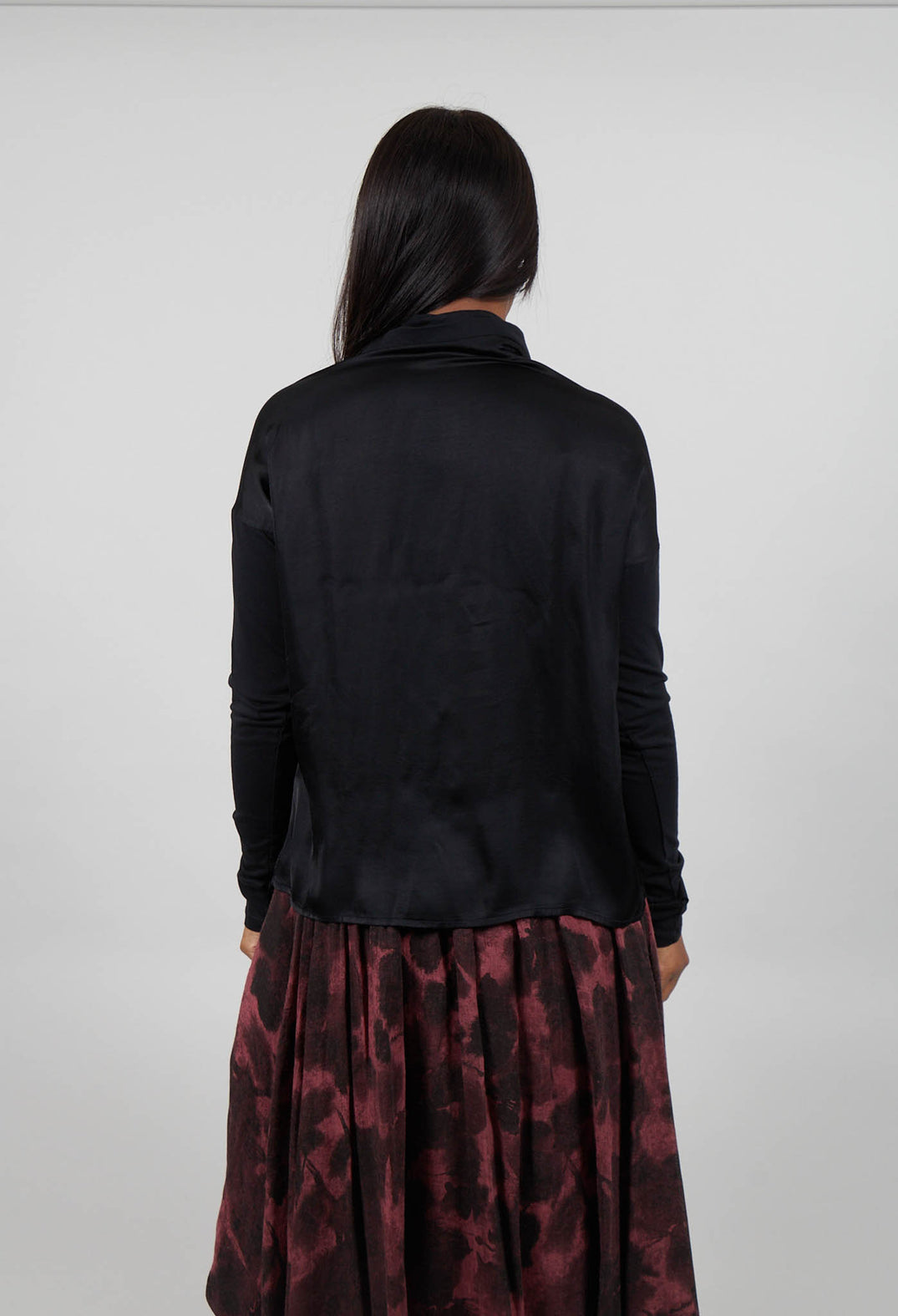 Asymmetric High-Neck T-Shirt in Black