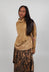 Asymmetric High-Neck T-Shirt in Gold