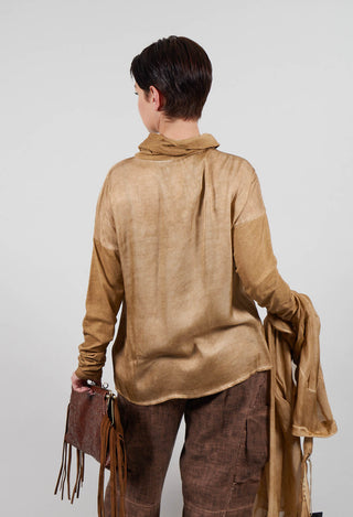 Asymmetric High-Neck T-Shirt in Gold