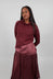 Asymmetric High-Neck T-Shirt in Red Amethyst