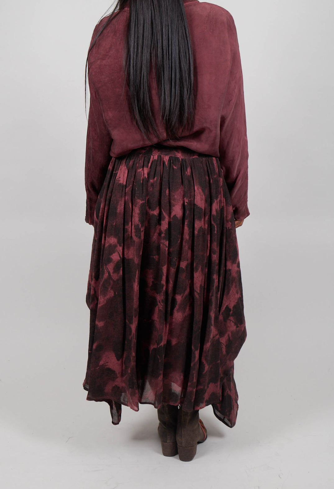 Ruffle Skirt in Red Amethyst