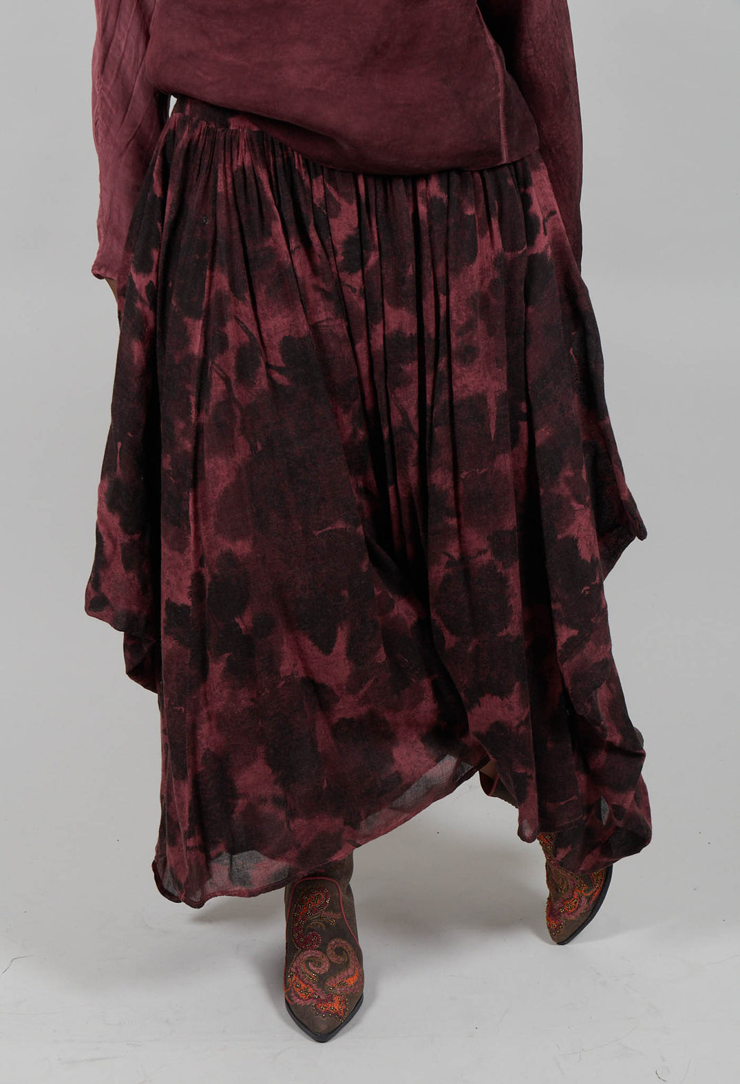 Ruffle Skirt in Red Amethyst