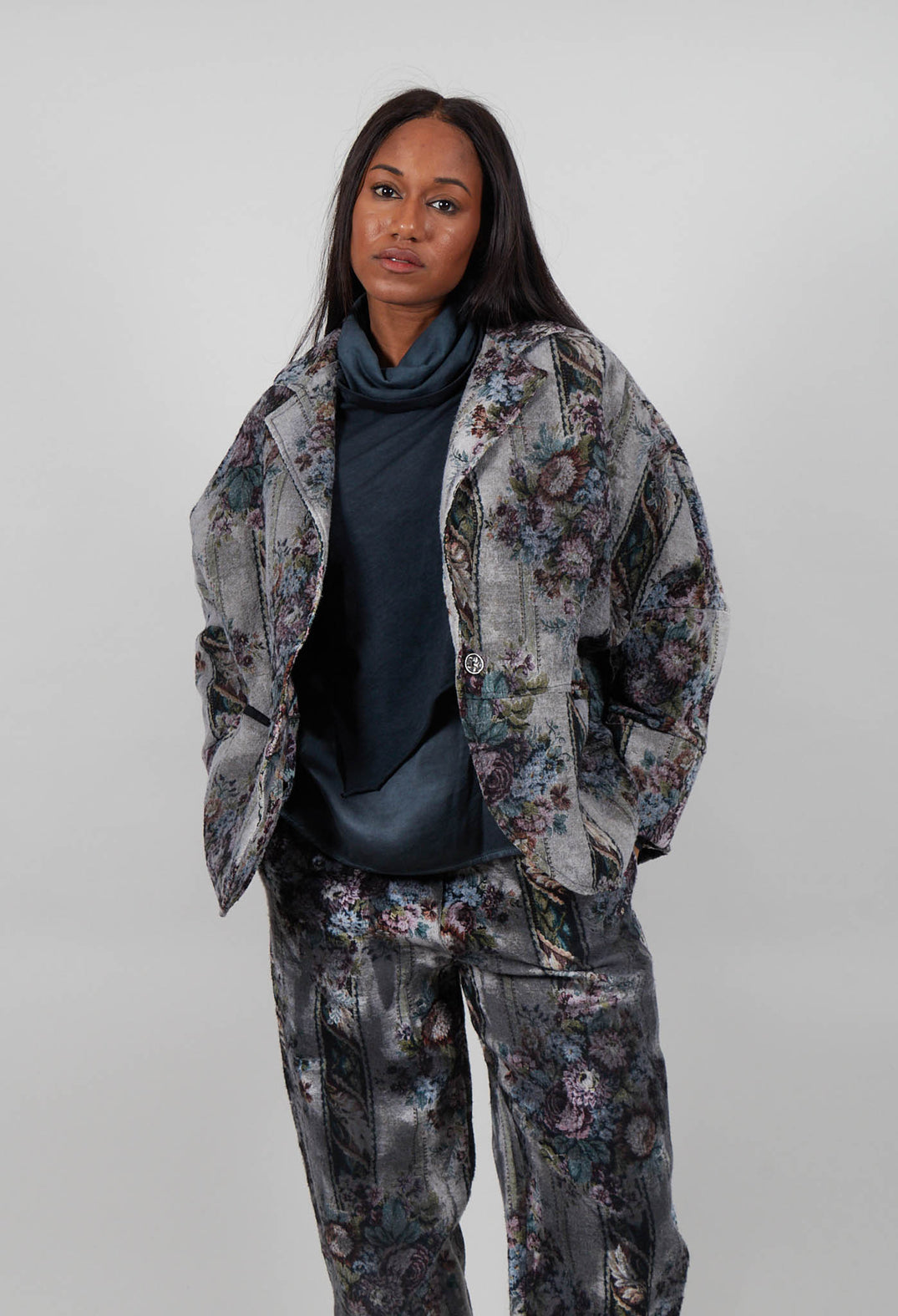 Brushed Jacquard Jacket in Ash Grey