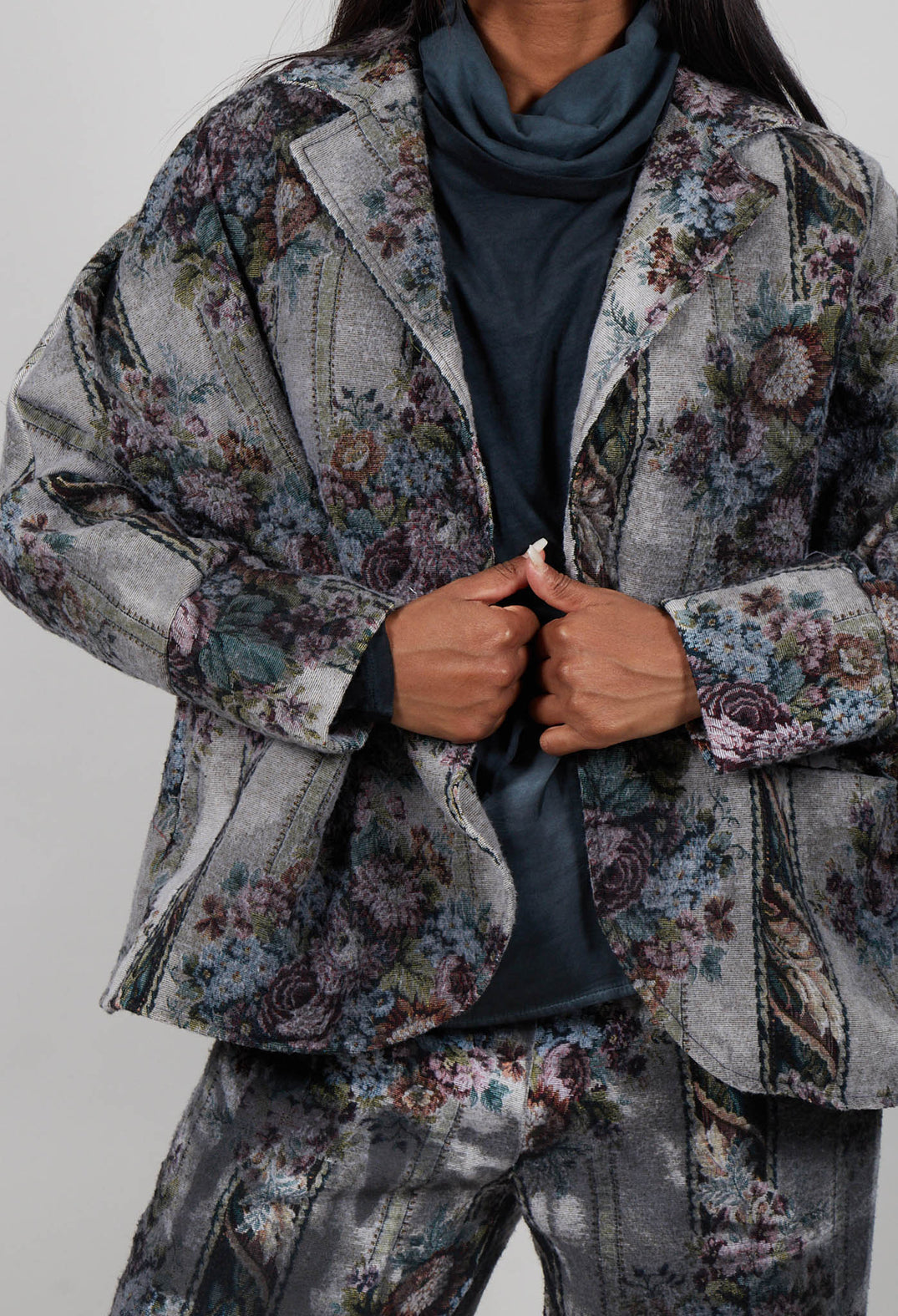 Brushed Jacquard Jacket in Ash Grey