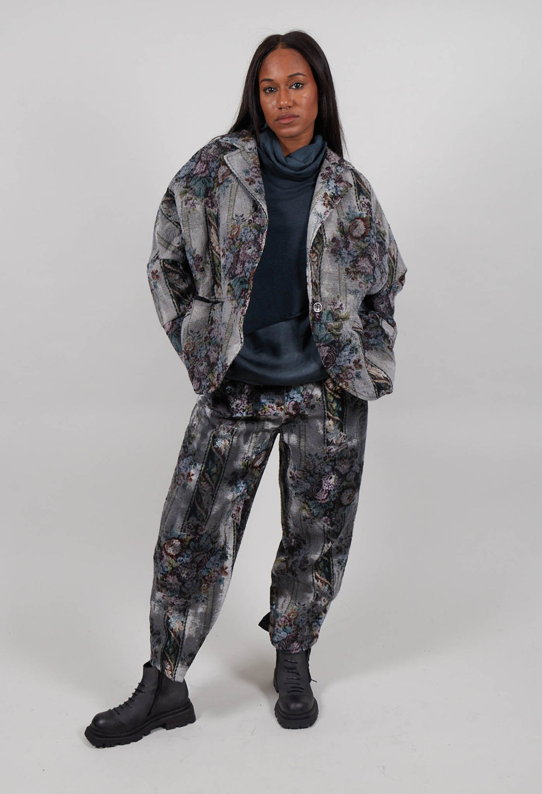Brushed Jacquard Jacket in Ash Grey
