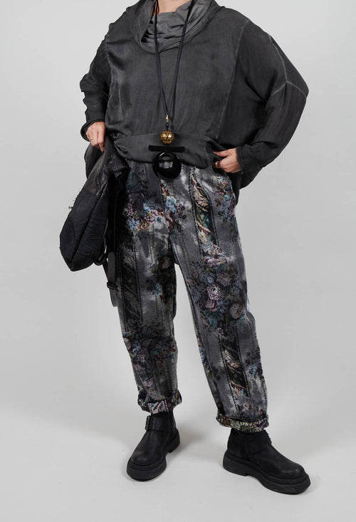Brushed Jacquard Trousers in Ash Grey