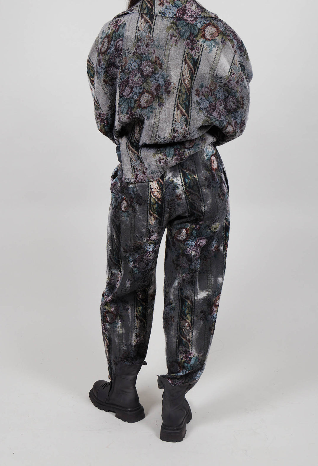 Brushed Jacquard Trousers in Ash Grey