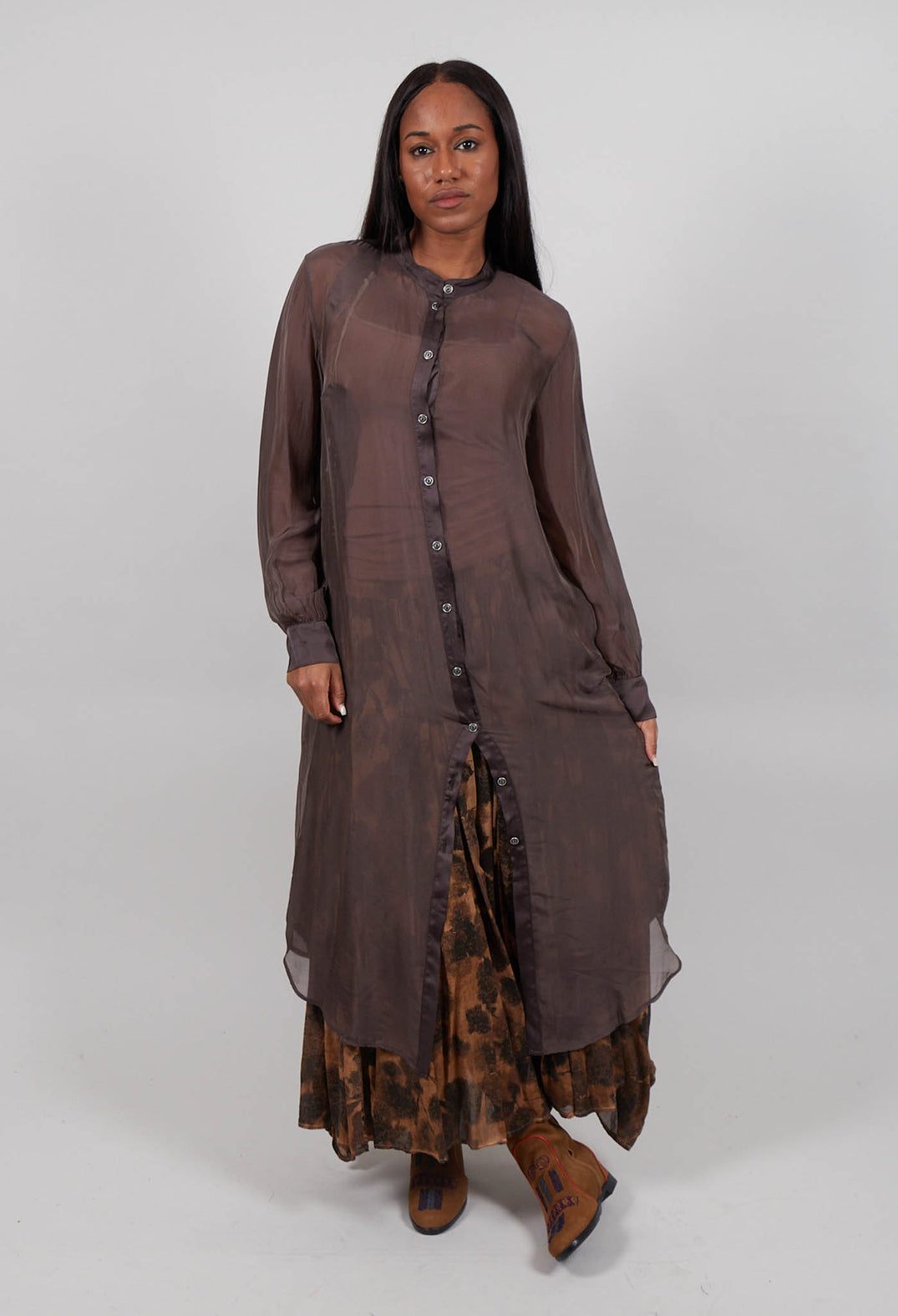 Shirt Dress in Deep Brown