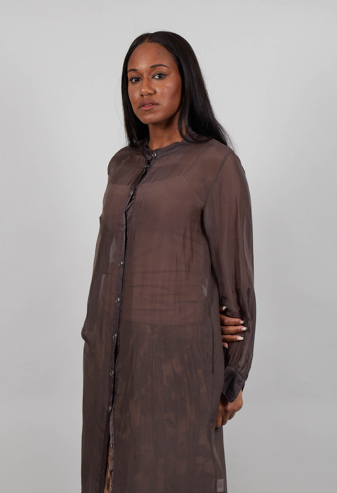Shirt Dress in Deep Brown