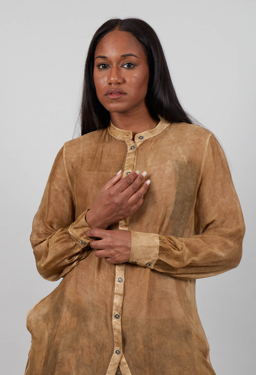 Shirt Dress in Gold Amber