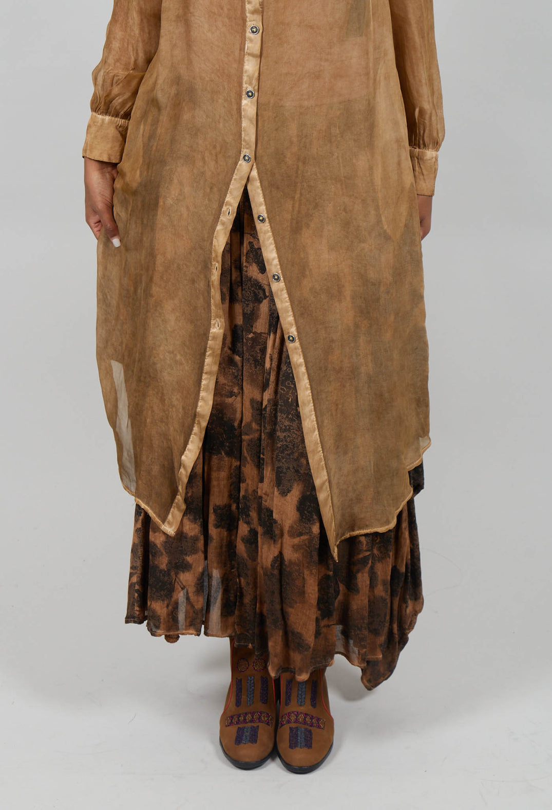 Shirt Dress in Gold Amber