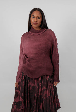 Boxy Long Sleeve Top in Red Amethyst