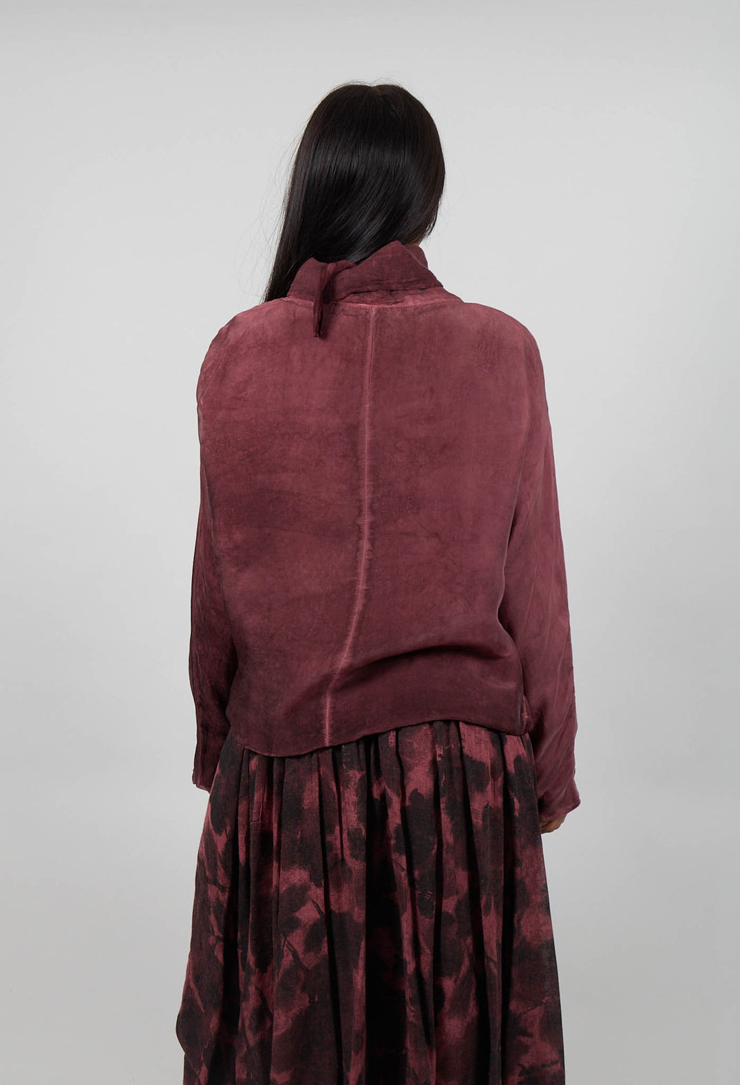 Boxy Long Sleeve Top in Red Amethyst