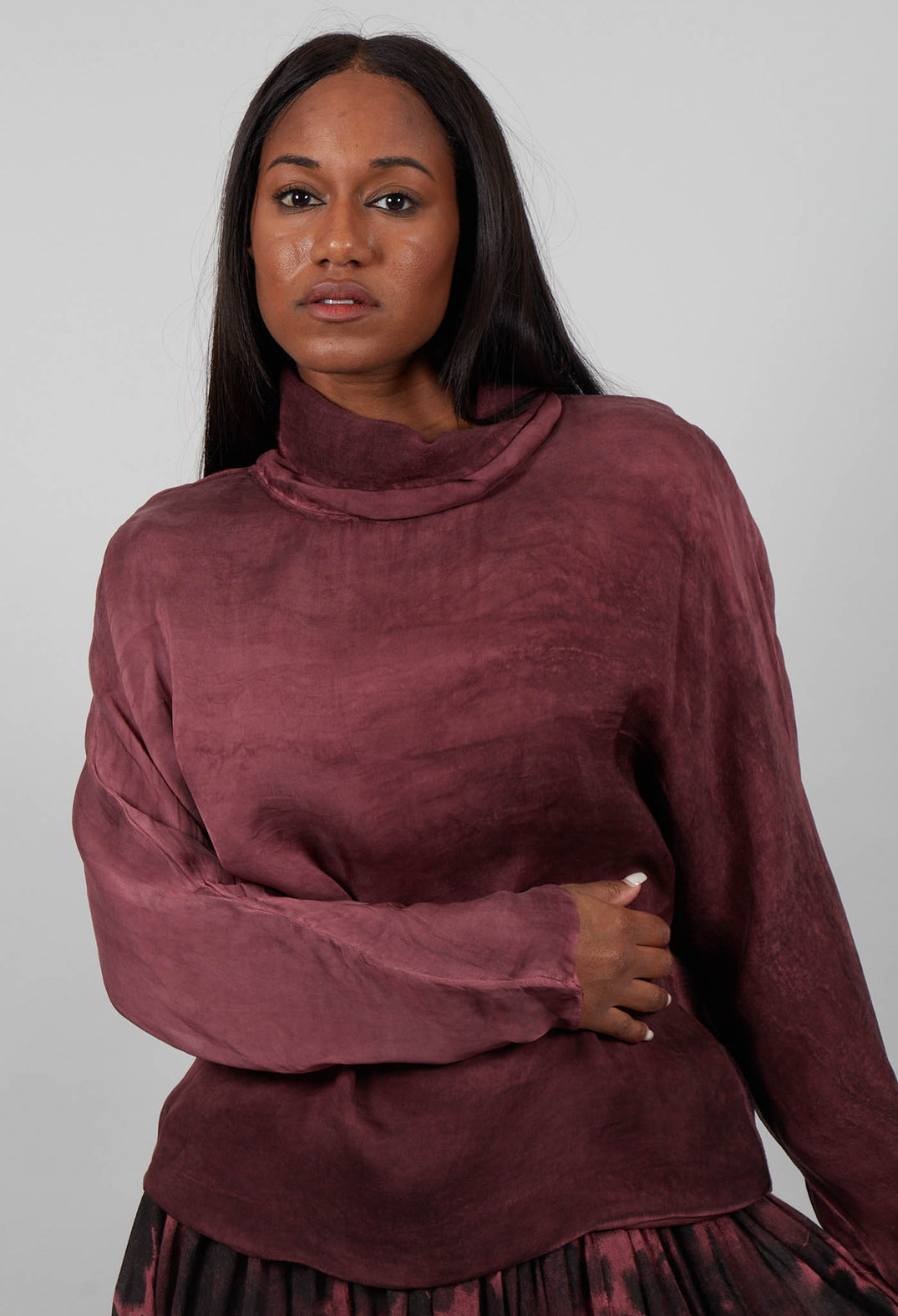 Boxy Long Sleeve Top in Red Amethyst