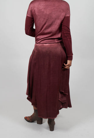 Hammered Satin Skirt in Red Amethyst