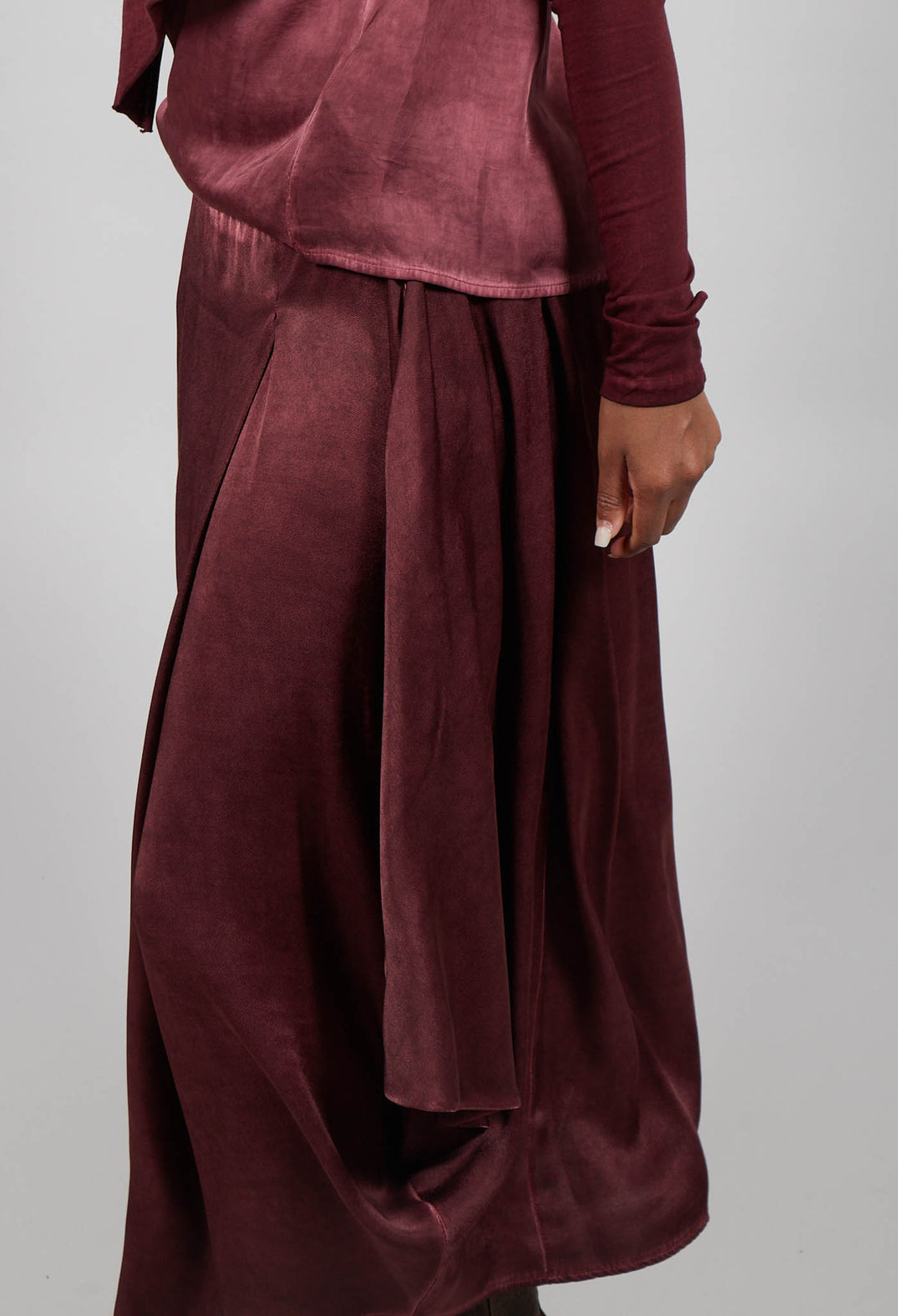 Hammered Satin Skirt in Red Amethyst