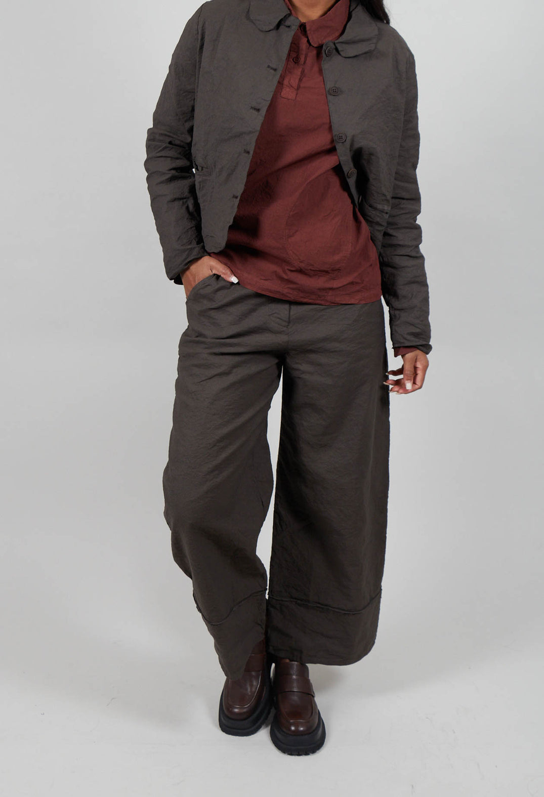 Wide Leg Trousers in Visone
