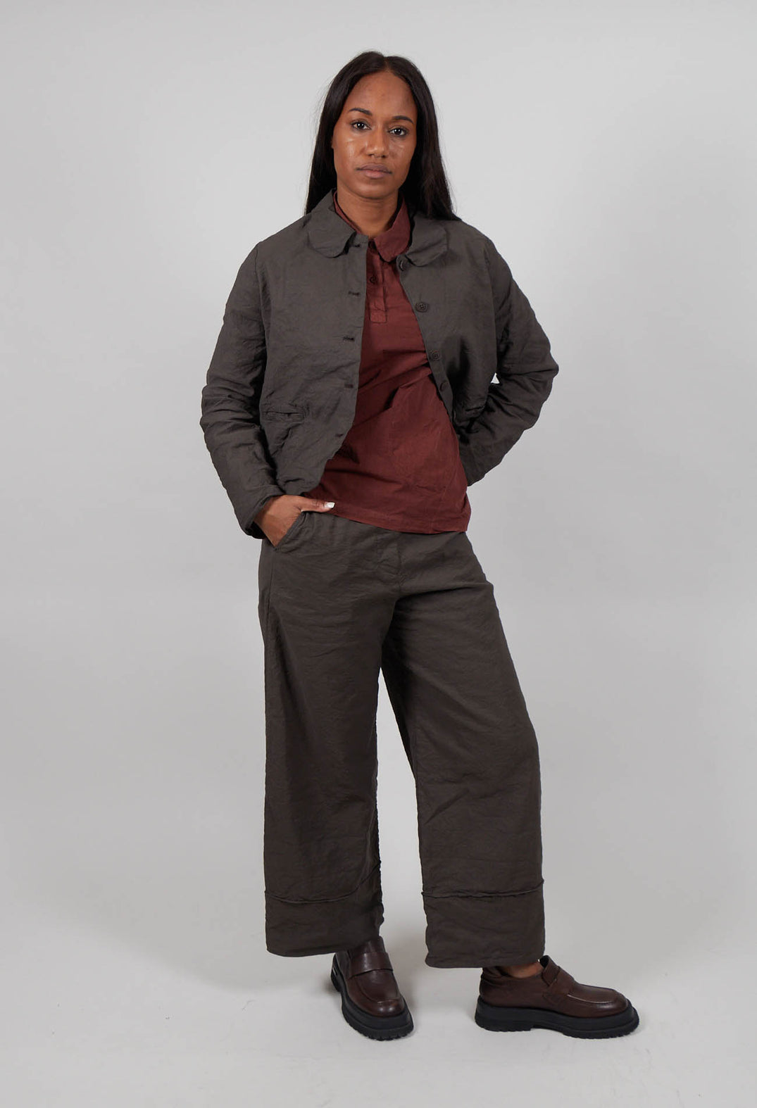 Wide Leg Trousers in Visone