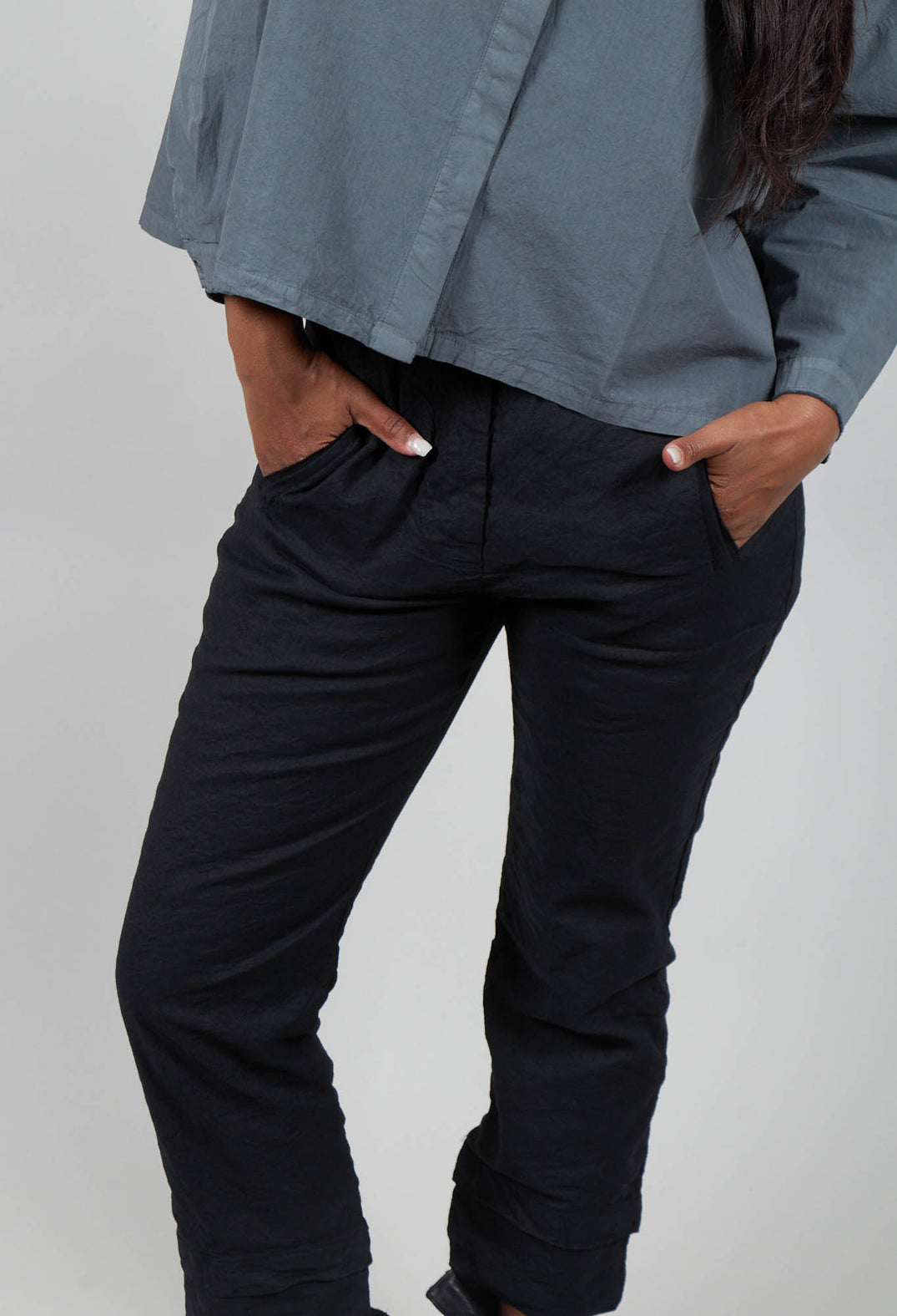 Slim Leg Trousers in Black