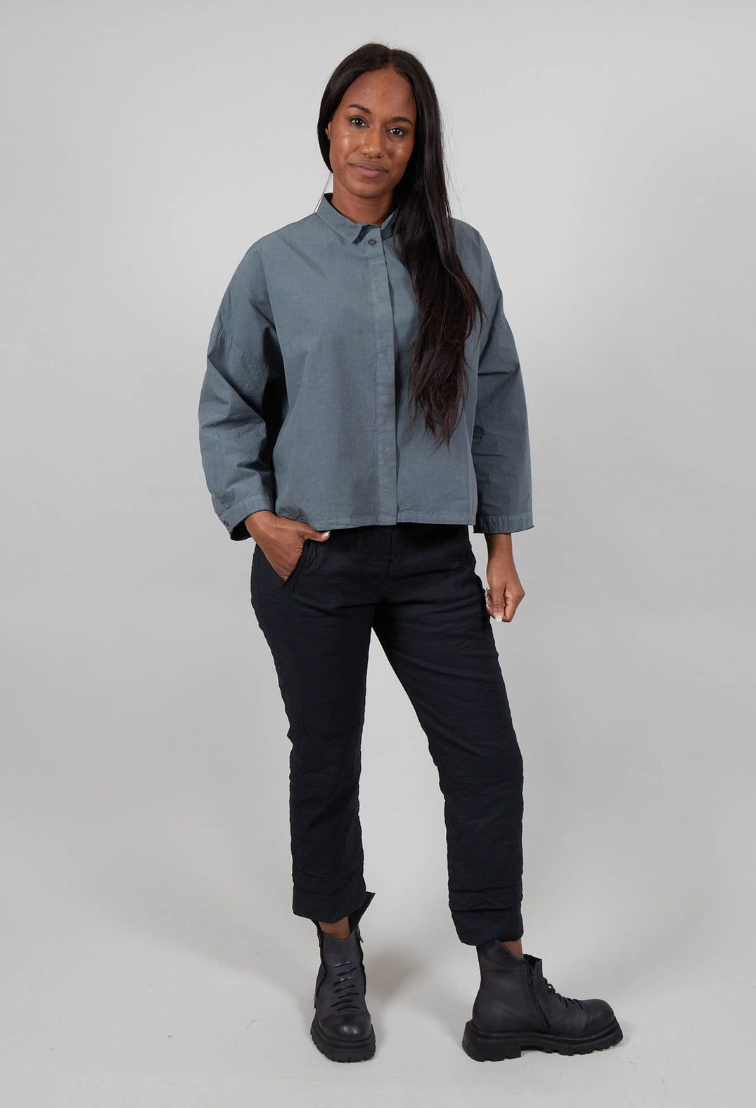 Slim Leg Trousers in Black