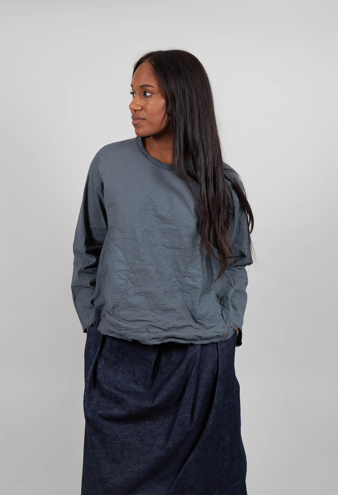 Long Sleeve Top in Asfalto