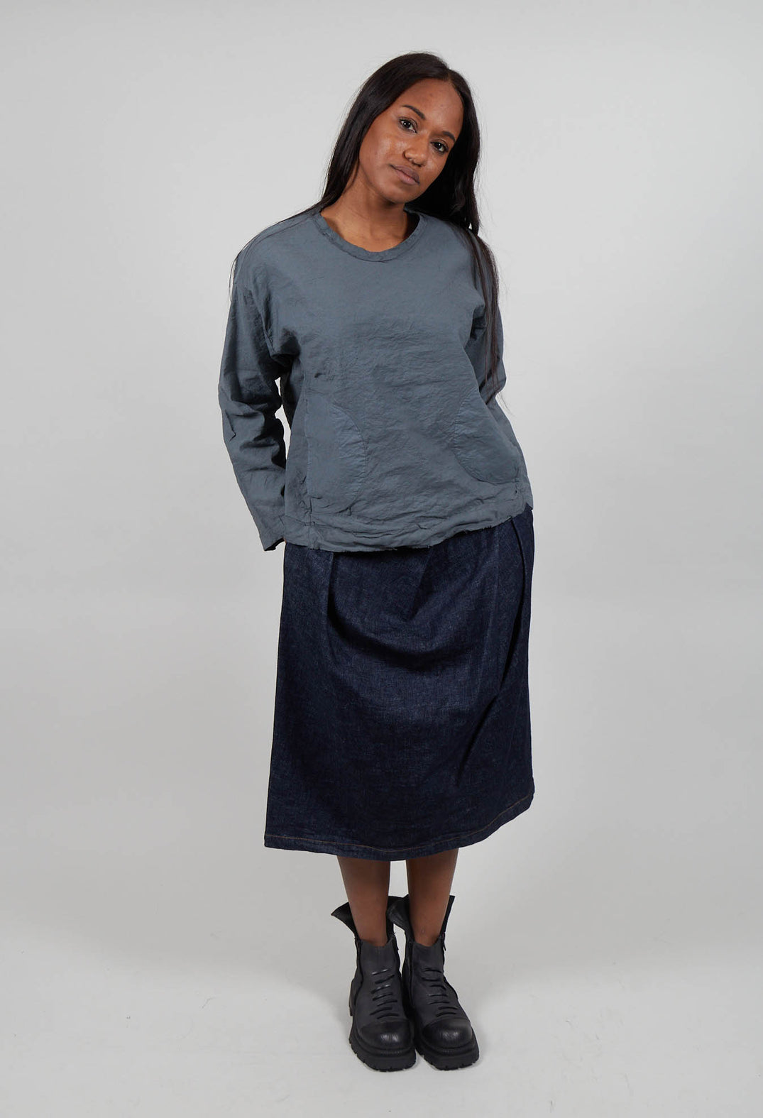 Long Sleeve Top in Asfalto