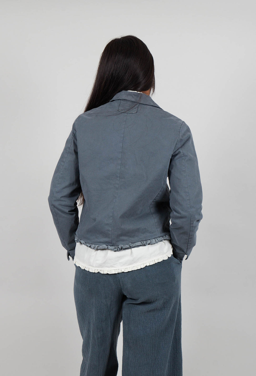 Ruffled Edge Jacket in Asfalto