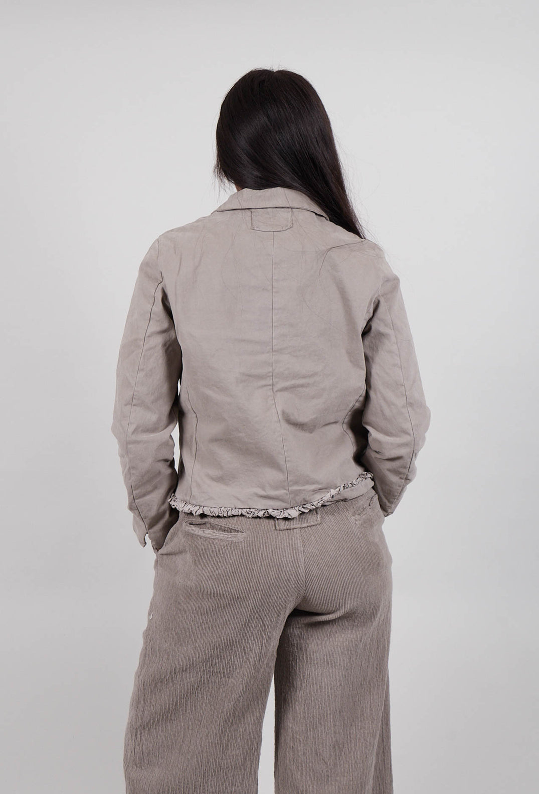 Ruffled Edge Jacket in Tortora