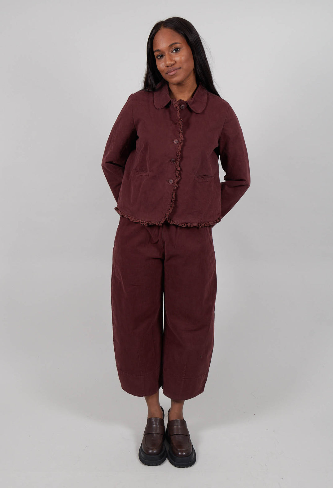 Ruffled Edge Jacket in Amarena