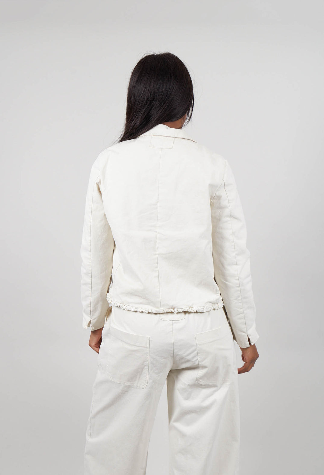 Ruffled Edge Jacket in Chalk