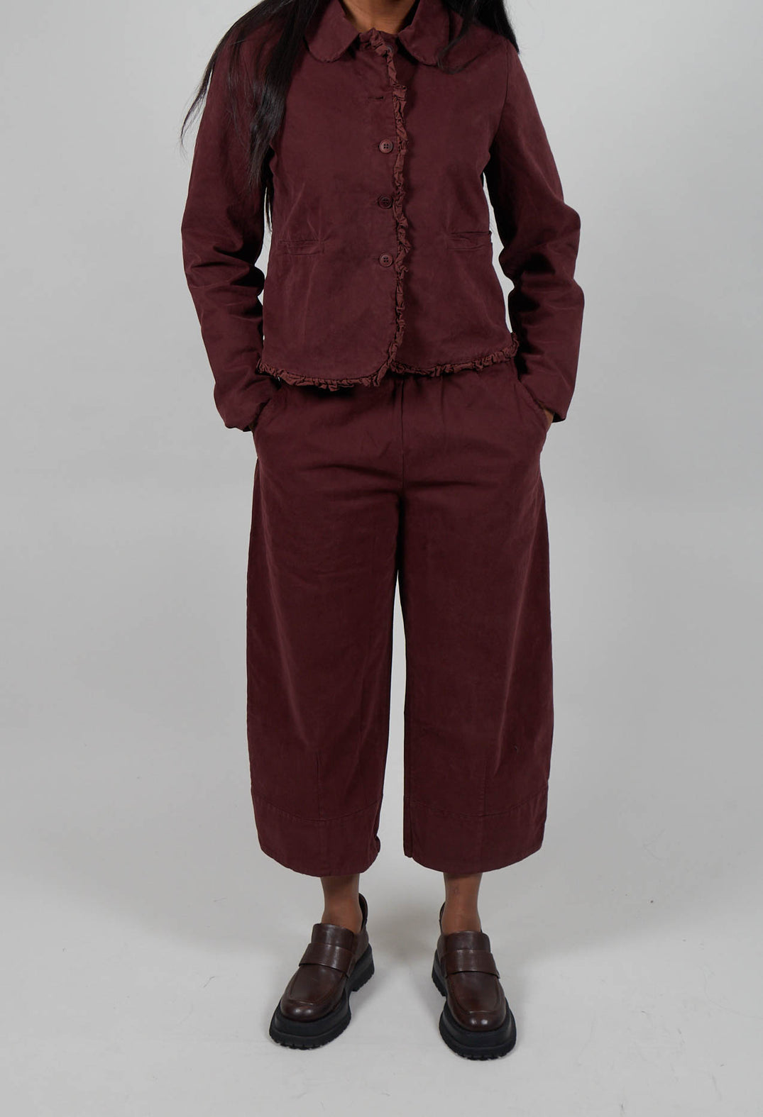Barrel Leg Trousers in Amarena