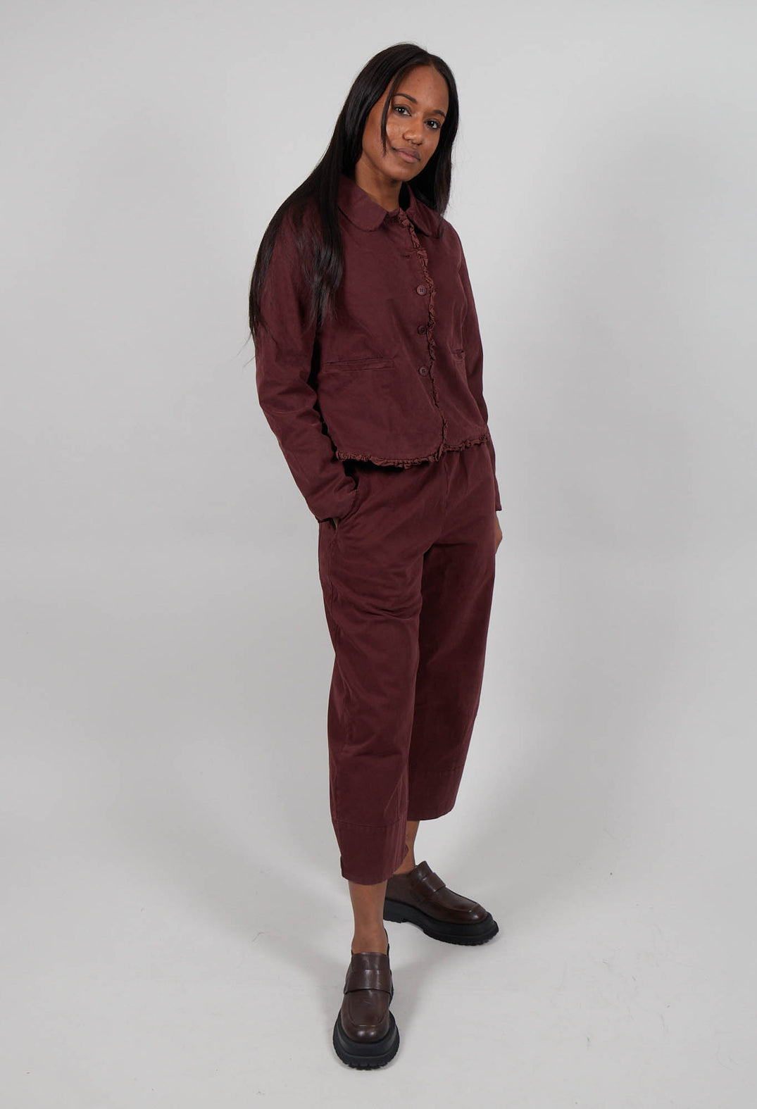 Barrel Leg Trousers in Amarena