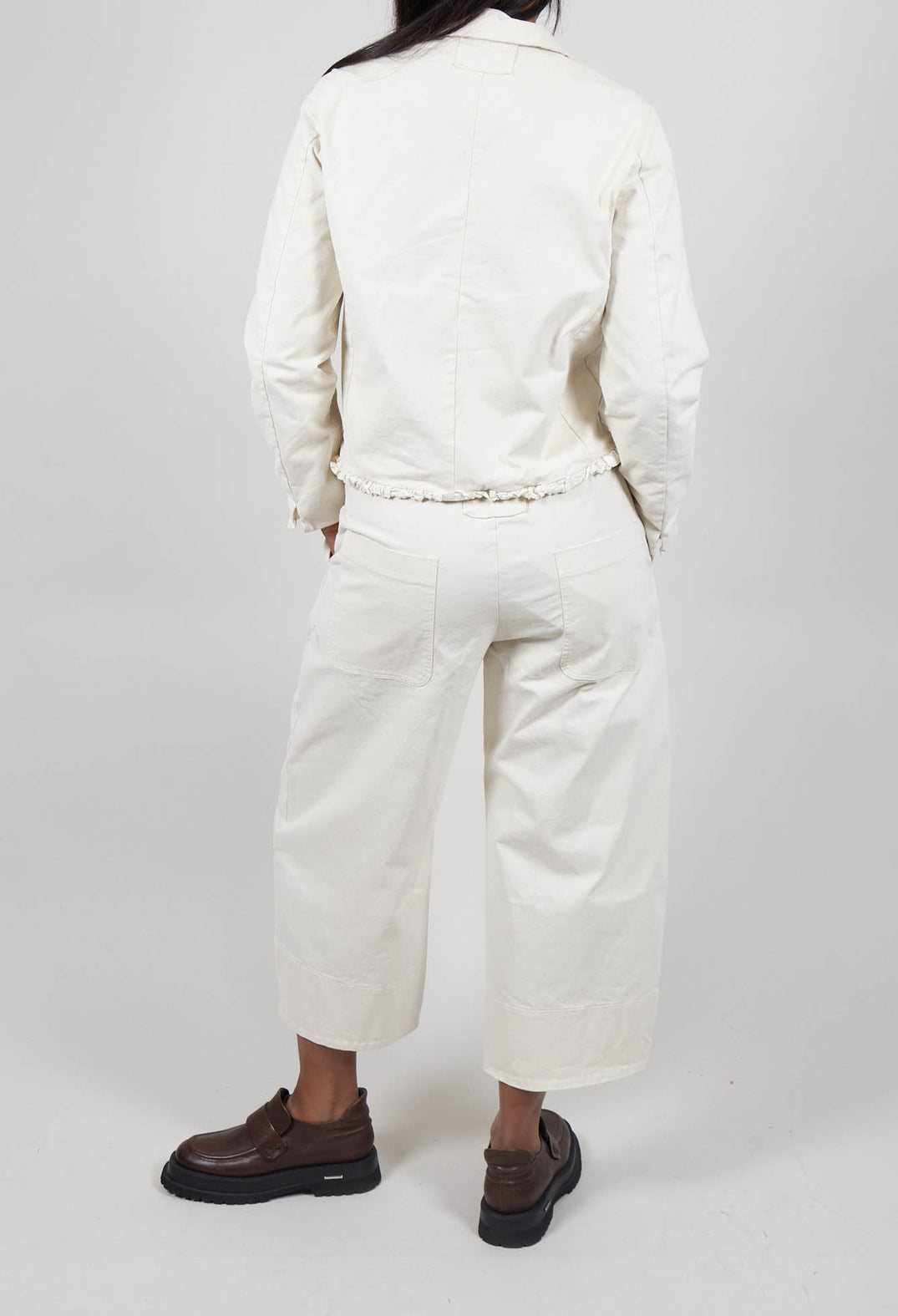 Barrel Leg Trousers in Chalk