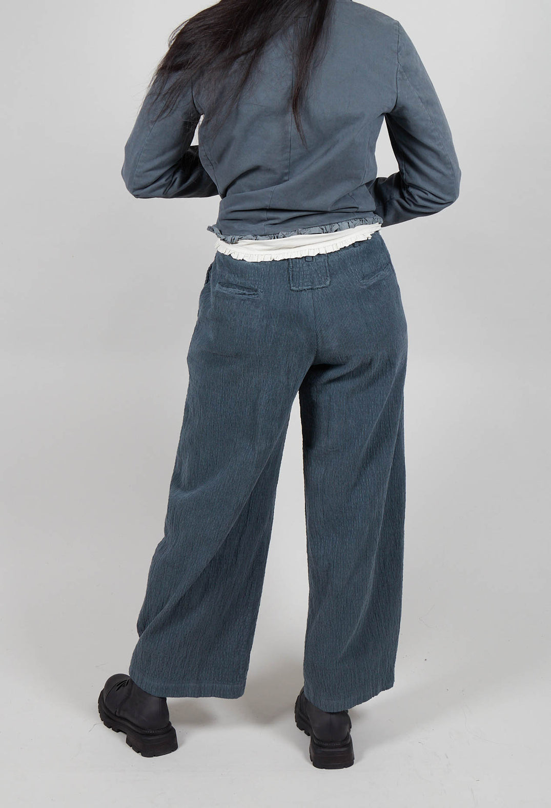 Velvet Wide Leg Trousers in Asfalto