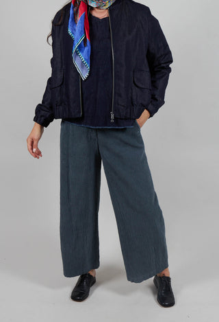 Velvet Wide Leg Trousers in Asfalto