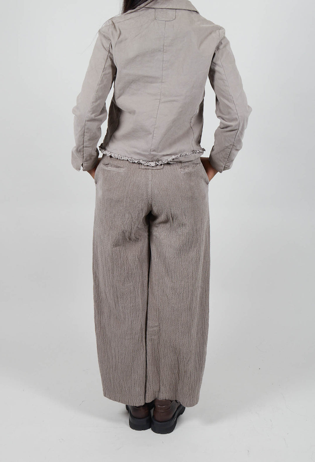 Velvet Wide Leg Trousers in Tortora
