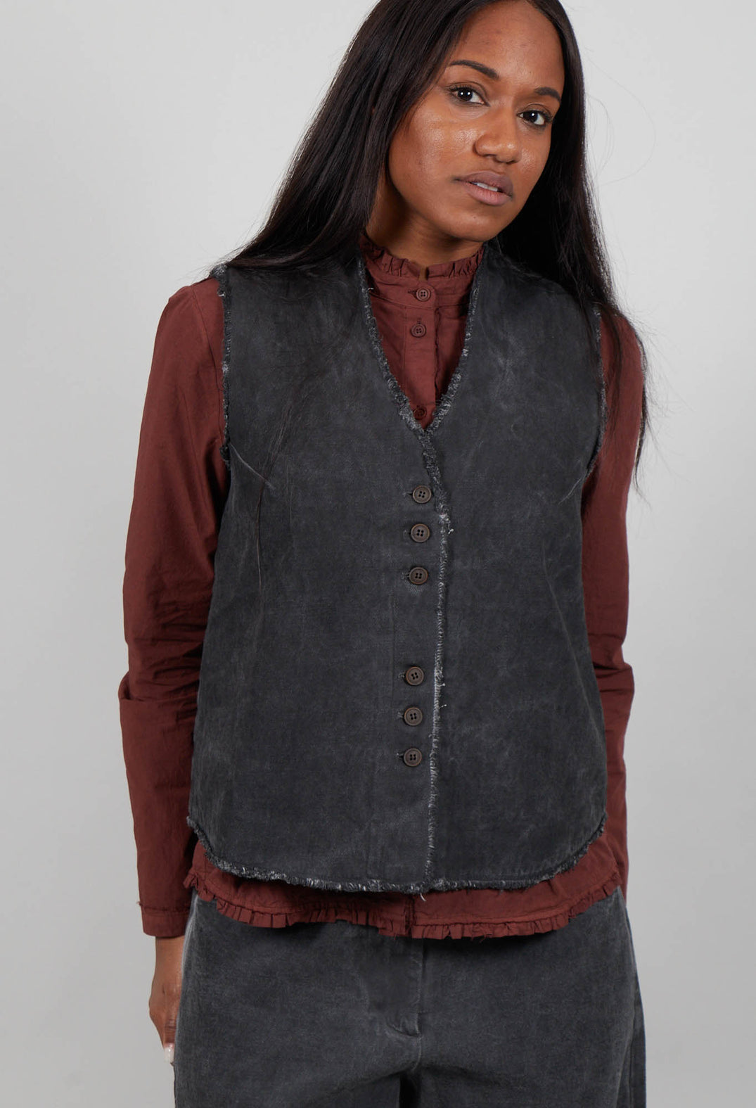 Cotton Drill Waistcoat in Black