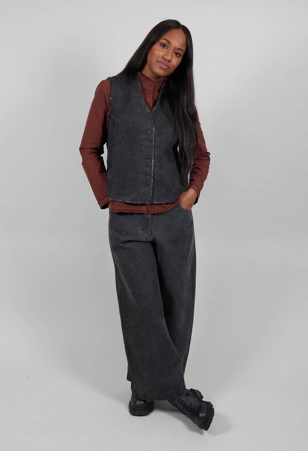Cotton Drill Waistcoat in Black