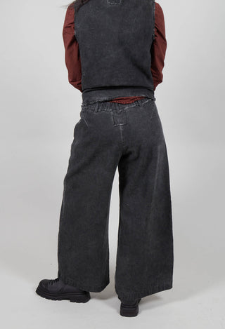 Wide Leg Cotton Drill Trousers in Black