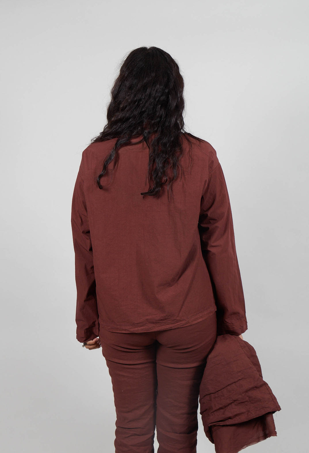 Long Sleeve Polo Shirt in Amarena